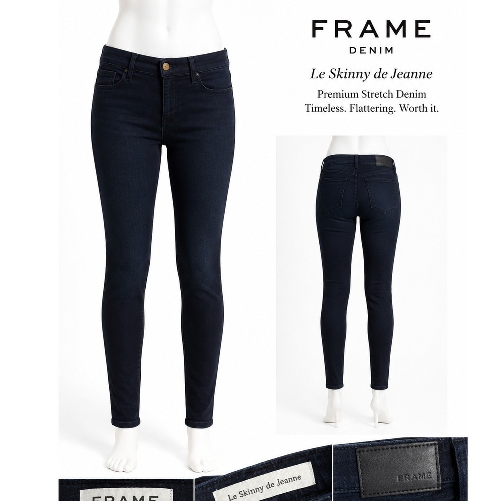Frame Womens Jeans Le Skinny de Jeanne Dark Wash Stretch Denim 27